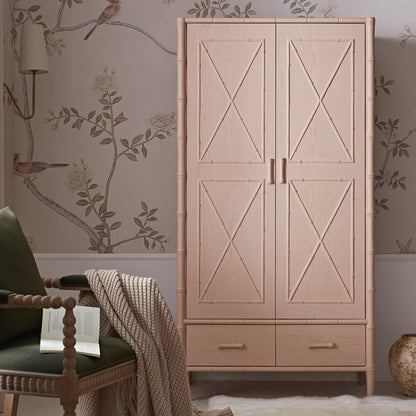 Placard double Elstowe en imitation bambou, rose nude