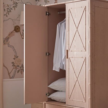 Placard double Elstowe en imitation bambou, rose nude