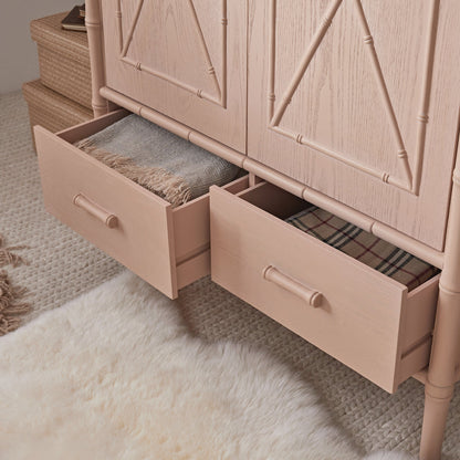 Placard double Elstowe en imitation bambou, rose nude