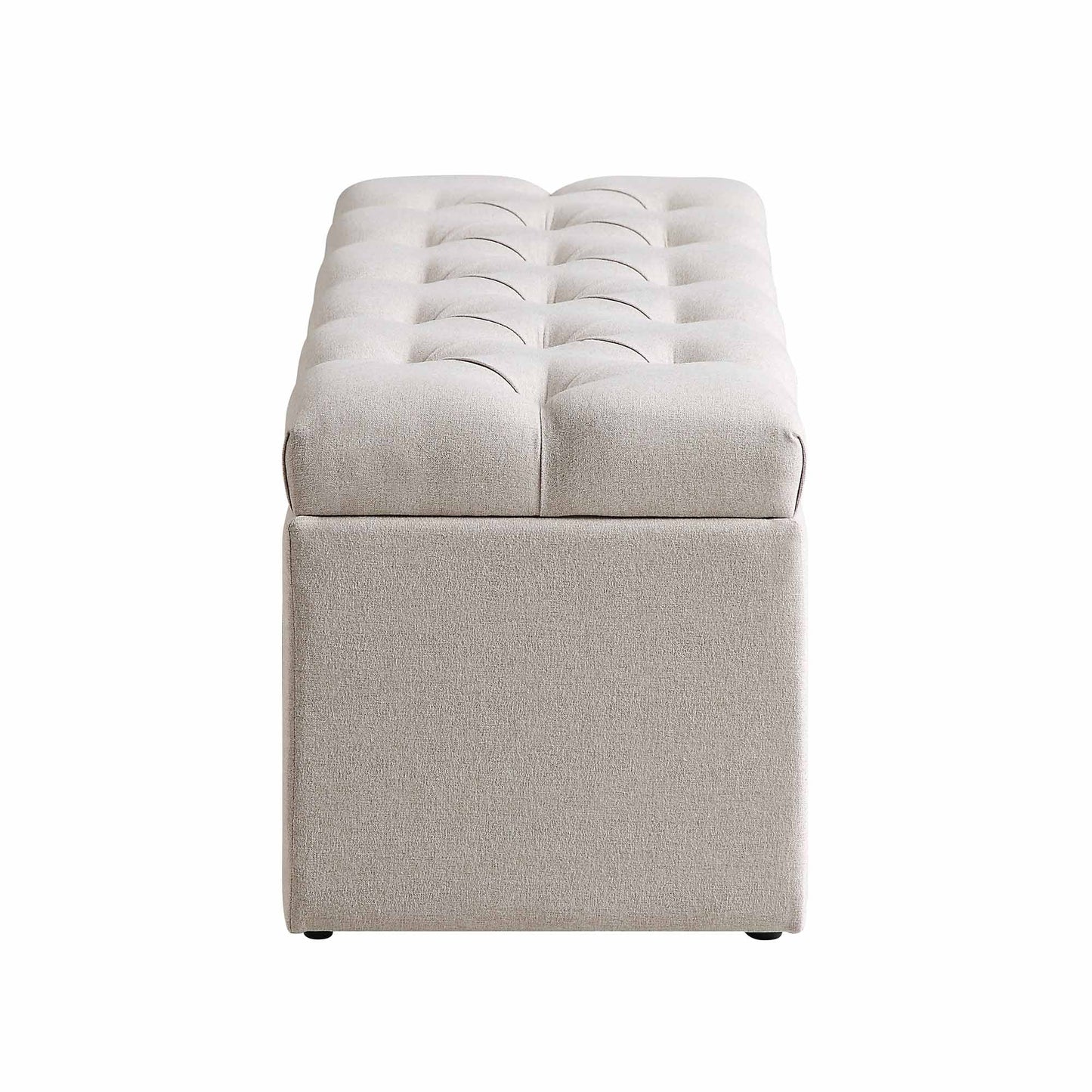 Banc de rangement ottoman à boutons profonds Leamington, tissu avoine