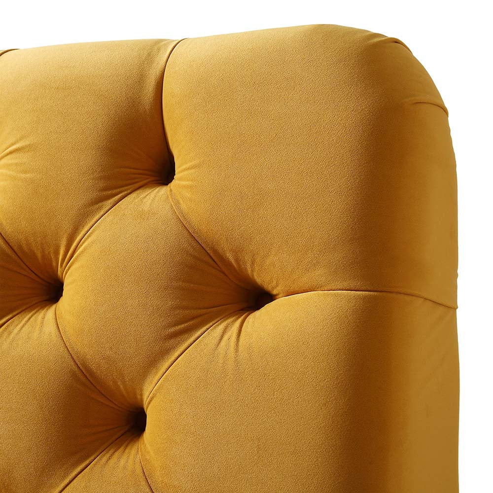 Lit rembourré à boutons profonds Leamington, velours jaune curcuma