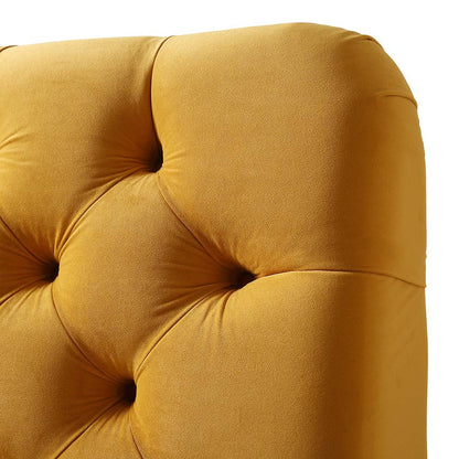 Lit rembourré à boutons profonds Leamington, velours jaune curcuma