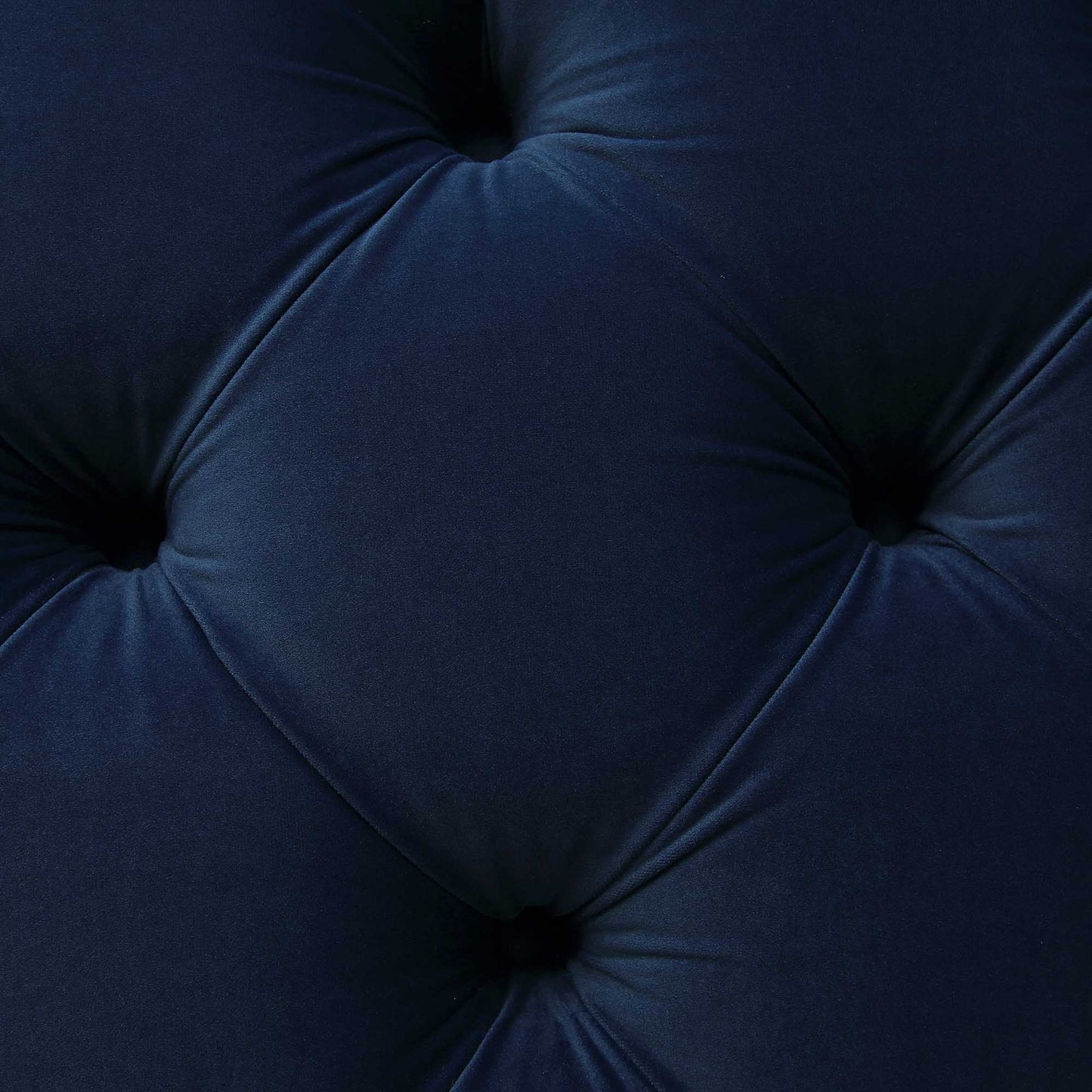 Lit rembourré à boutons profonds Leamington, velours bleu nuit