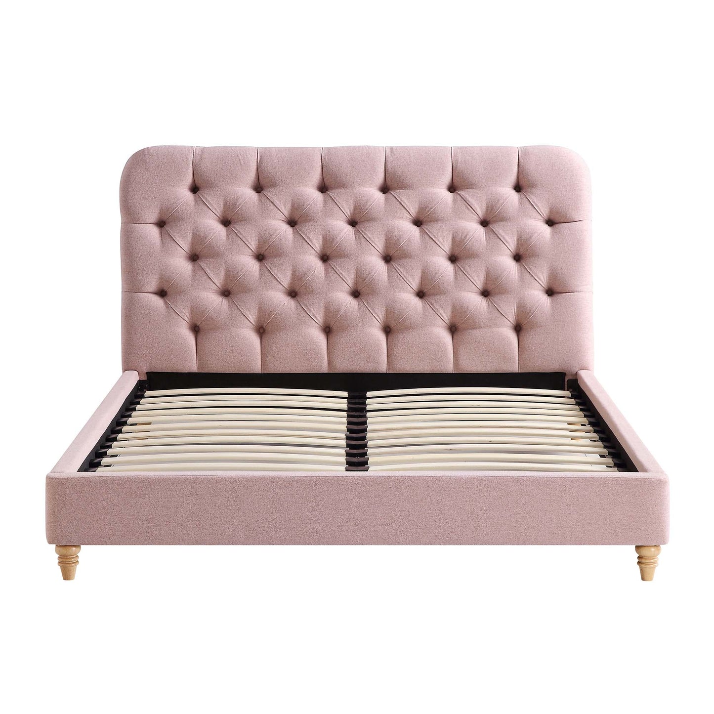 Lit rembourré à boutons profonds Leamington, tissu rose eau de rose