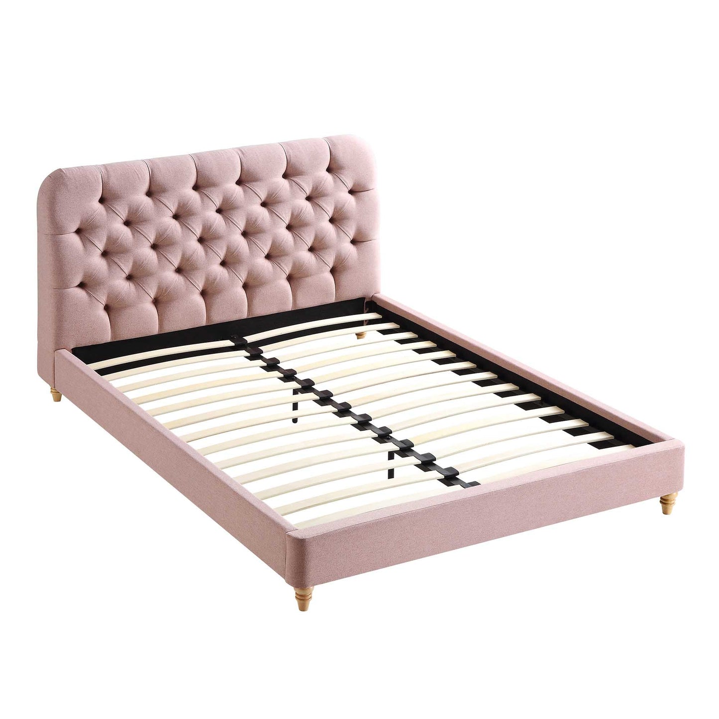 Lit rembourré à boutons profonds Leamington, tissu rose eau de rose