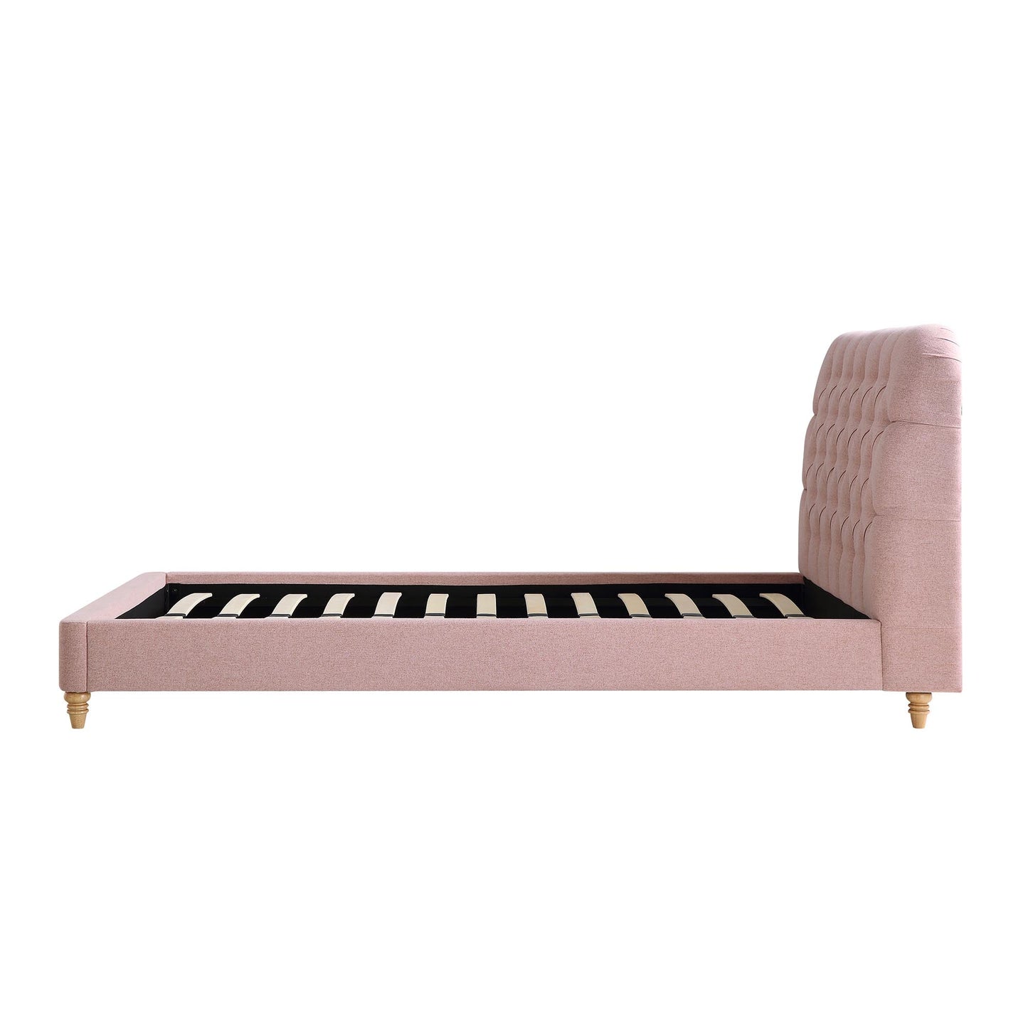 Lit rembourré à boutons profonds Leamington, tissu rose eau de rose