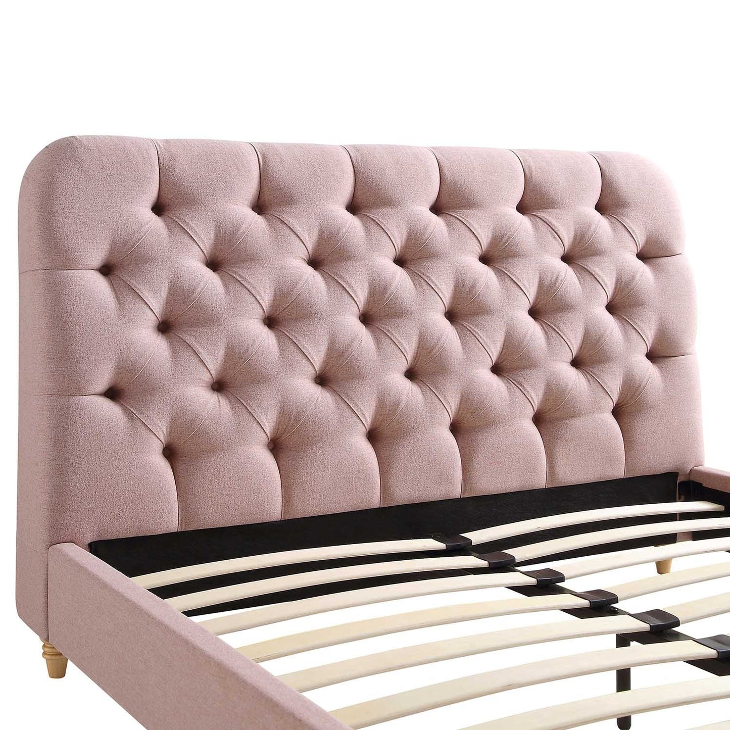 Lit rembourré à boutons profonds Leamington, tissu rose eau de rose