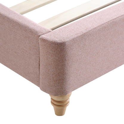 Lit rembourré à boutons profonds Leamington, tissu rose eau de rose