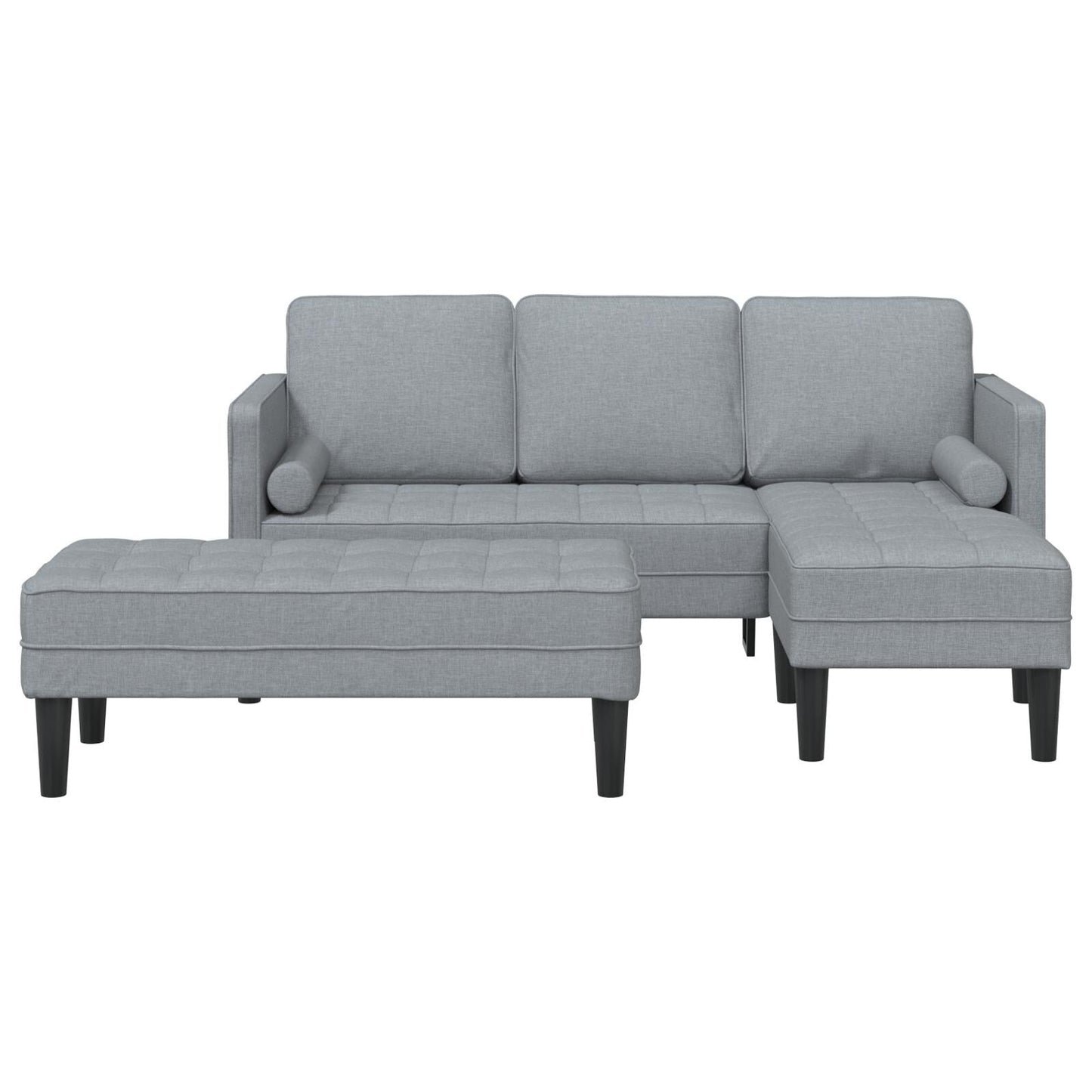 Ensemble de canapé 2/3 pièces vidaXL avec coussins en tissu noir/gris foncé/gris clair - 68,1 x 51,6 x 26,4