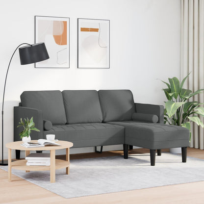 Ensemble de canapé 2/3 pièces vidaXL avec coussins en tissu noir/gris foncé/gris clair - 68,1 x 51,6 x 26,4