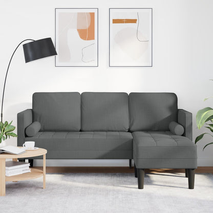 Ensemble de canapé 2/3 pièces vidaXL avec coussins en tissu noir/gris foncé/gris clair - 68,1 x 51,6 x 26,4