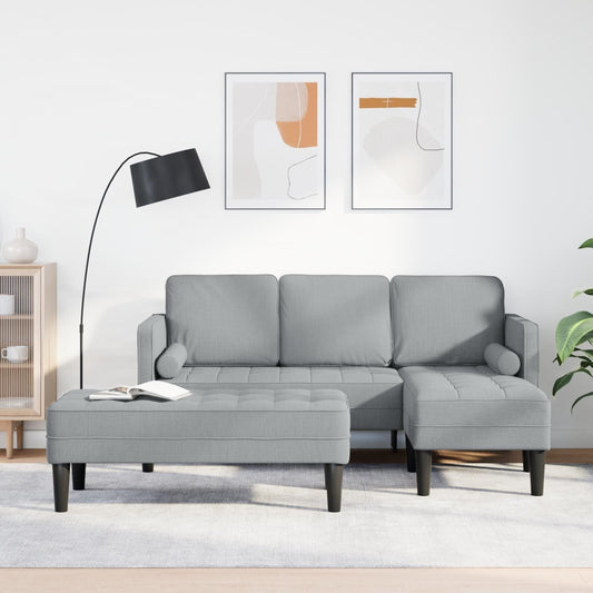 Ensemble de canapé 2/3 pièces vidaXL avec coussins en tissu noir/gris foncé/gris clair - 68,1 x 51,6 x 26,4