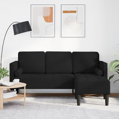 Ensemble de canapé 2/3 pièces vidaXL avec coussins en tissu noir/gris foncé/gris clair - 68,1 x 51,6 x 26,4