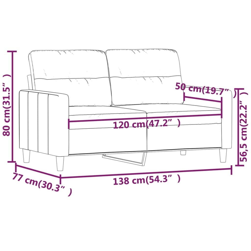 vidaXL Canapé 2 places Gris foncé 47,2 Tissu - 54,3 x 30,3 x 31,5