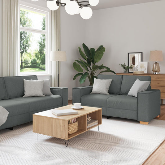 Ensemble de canapé 3 pièces vidaXL avec coussins en tissu noir/gris foncé - 39 x 30,7 x 33,1