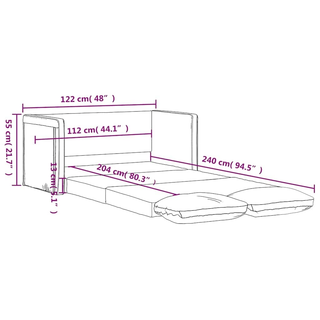 vidaXL Canapé-lit de sol compact en velours gris foncé - 48,0 x 48,0 x 21,7