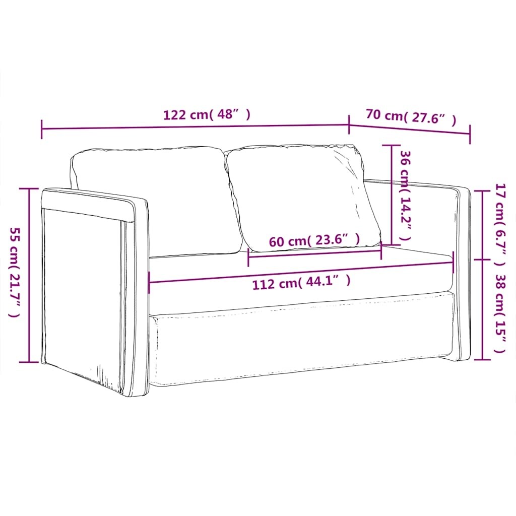 vidaXL Canapé-lit de sol compact en velours gris foncé - 48,0 x 48,0 x 21,7