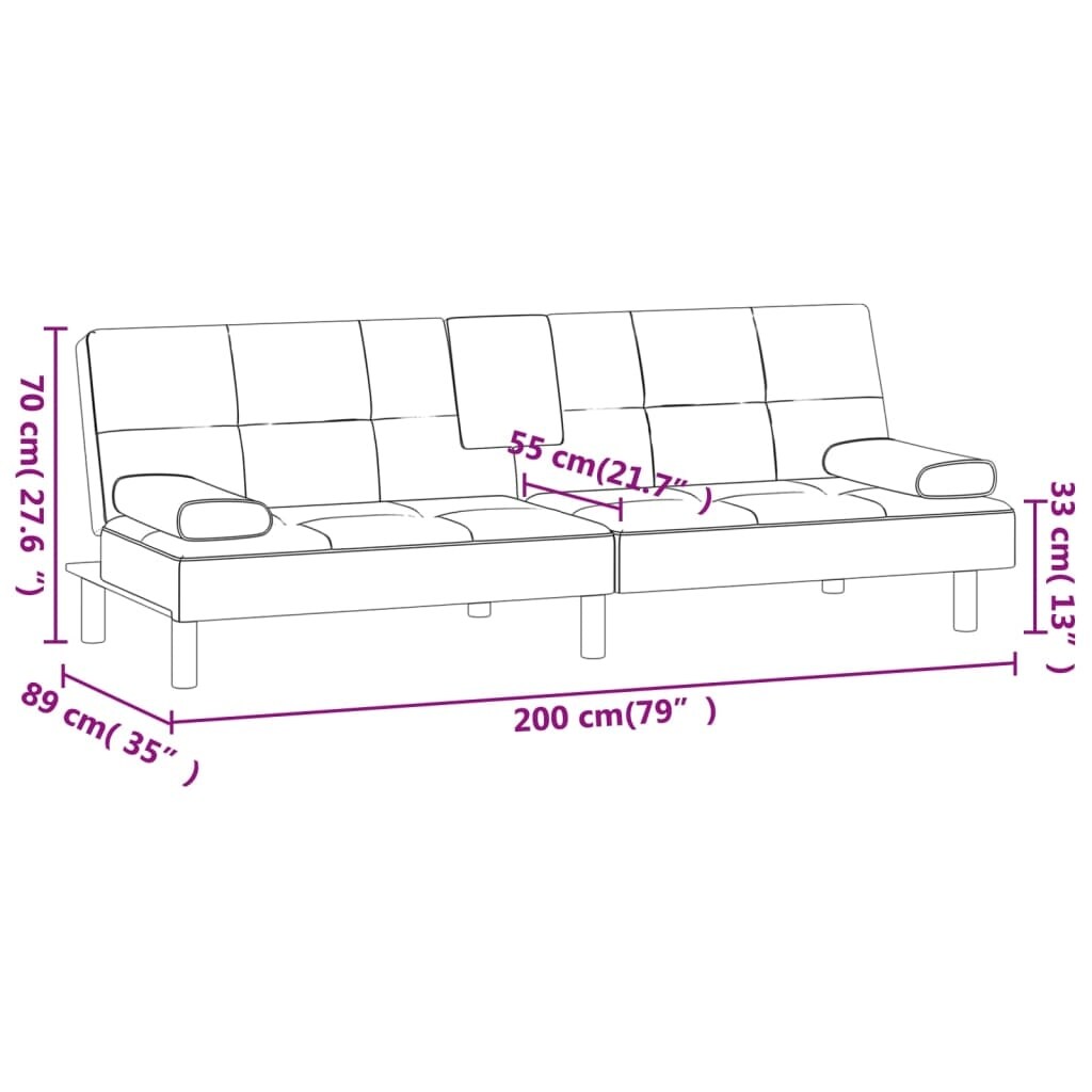 Canapé-lit pliable vidaXL avec porte-gobelets en similicuir - 78,7 x 35 x 27,6