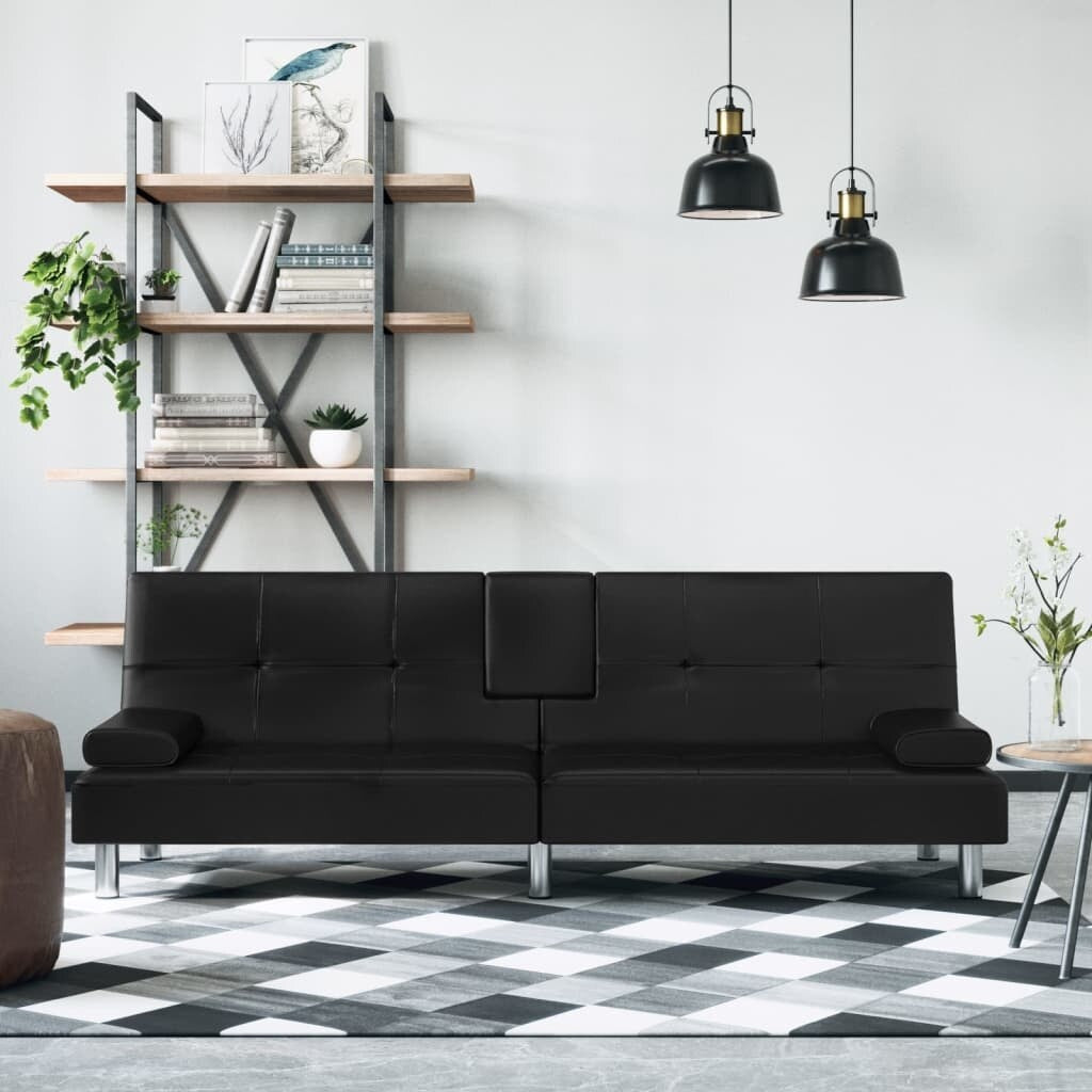 Canapé-lit pliable vidaXL avec porte-gobelets en similicuir - 78,7 x 35 x 27,6