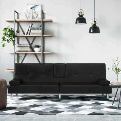 Canapé-lit pliable vidaXL avec porte-gobelets en similicuir - 78,7 x 35 x 27,6