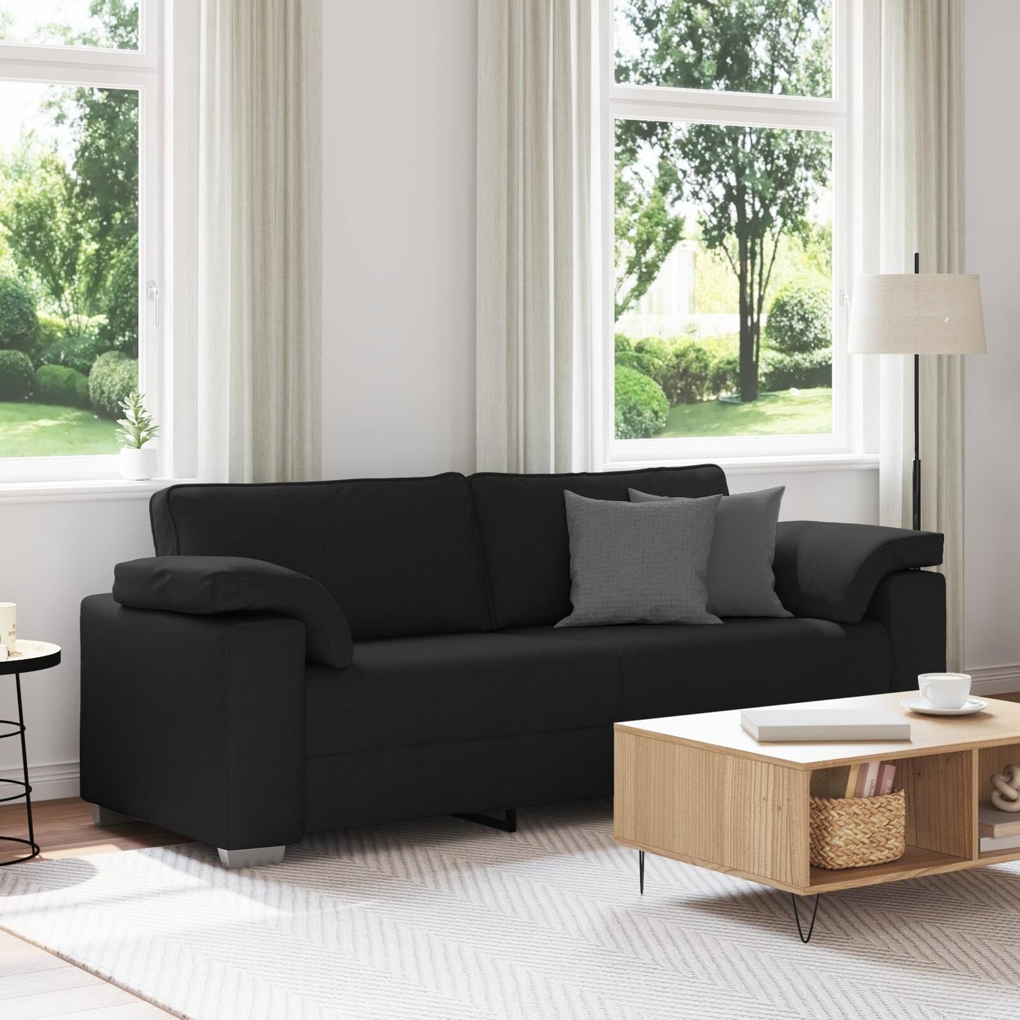 vidaXL Canapé Noir/Gris foncé Métal - 86,2 x 30,3 x 32,3