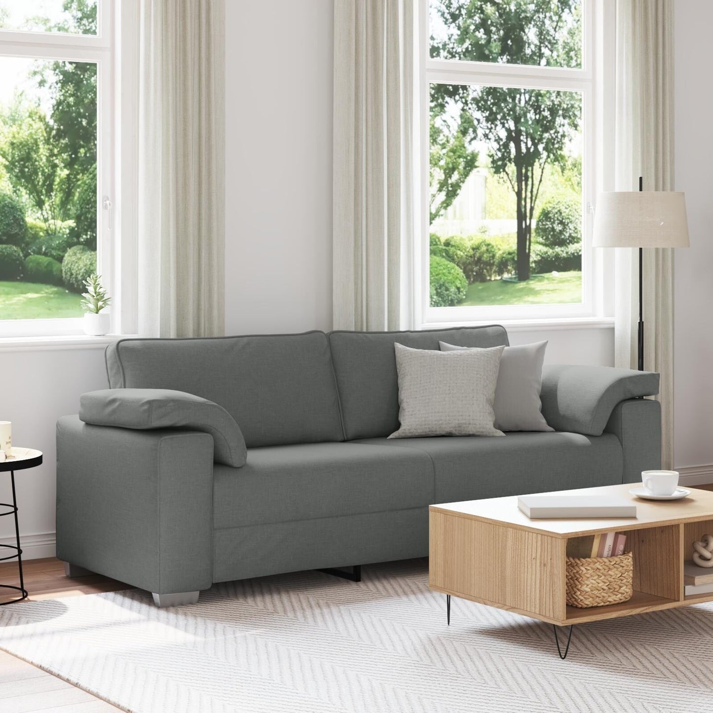 vidaXL Canapé Noir/Gris foncé Métal - 86,2 x 30,3 x 32,3